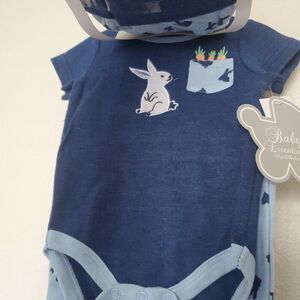 Baby Essentials Baby Boy’s Bunny 4 Piece Set 6 Months Bodysuit Pants Hat Socks
